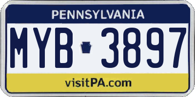 PA license plate MYB3897