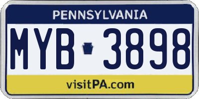 PA license plate MYB3898