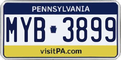 PA license plate MYB3899