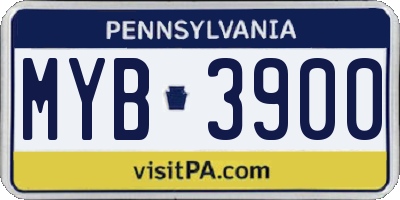 PA license plate MYB3900
