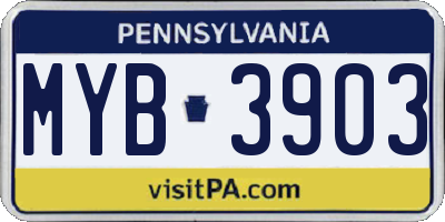 PA license plate MYB3903