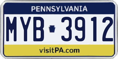PA license plate MYB3912