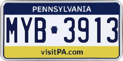 PA license plate MYB3913