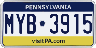 PA license plate MYB3915
