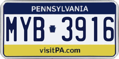 PA license plate MYB3916