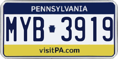 PA license plate MYB3919