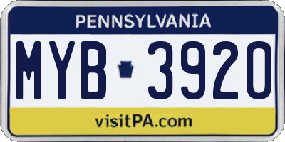 PA license plate MYB3920
