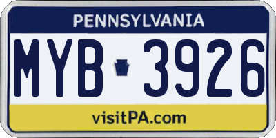 PA license plate MYB3926