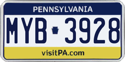 PA license plate MYB3928