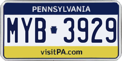 PA license plate MYB3929