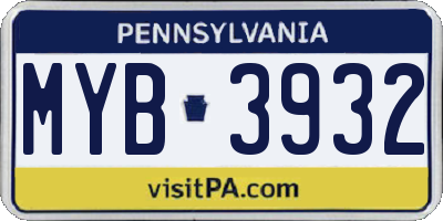 PA license plate MYB3932
