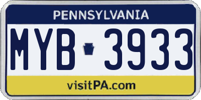 PA license plate MYB3933
