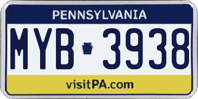 PA license plate MYB3938