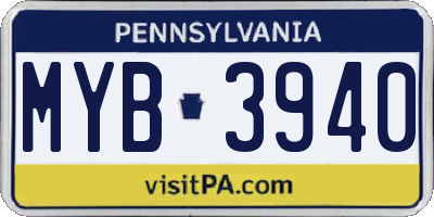 PA license plate MYB3940