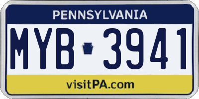 PA license plate MYB3941