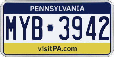 PA license plate MYB3942