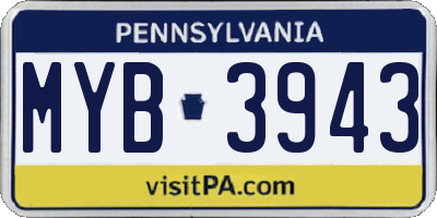 PA license plate MYB3943