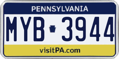 PA license plate MYB3944