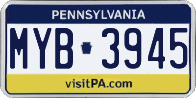 PA license plate MYB3945