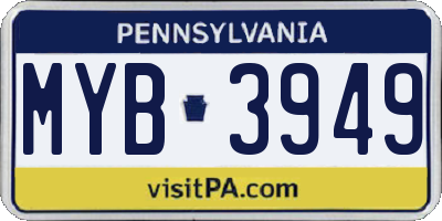 PA license plate MYB3949