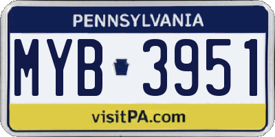 PA license plate MYB3951