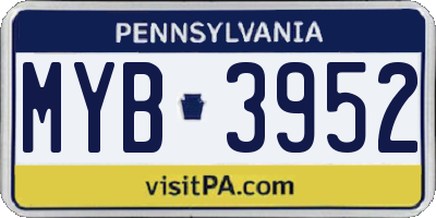 PA license plate MYB3952