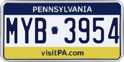PA license plate MYB3954