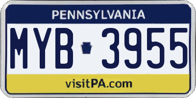 PA license plate MYB3955