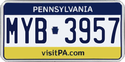 PA license plate MYB3957