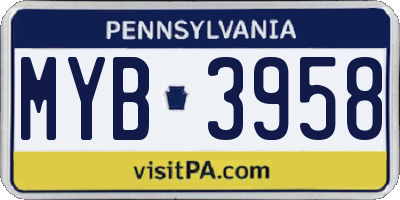 PA license plate MYB3958