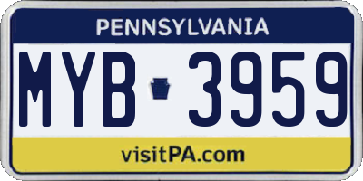 PA license plate MYB3959