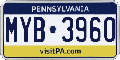 PA license plate MYB3960