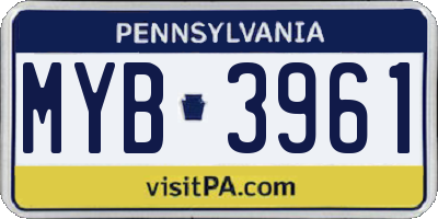 PA license plate MYB3961
