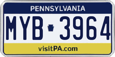 PA license plate MYB3964