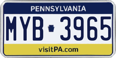 PA license plate MYB3965