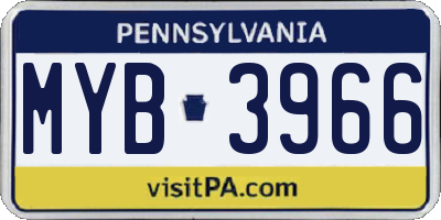 PA license plate MYB3966