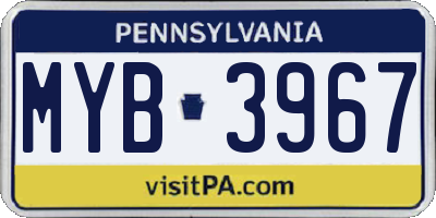 PA license plate MYB3967