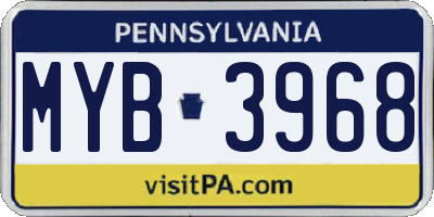 PA license plate MYB3968