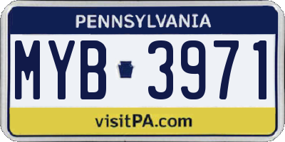 PA license plate MYB3971