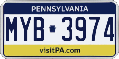 PA license plate MYB3974