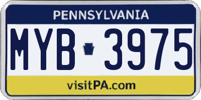 PA license plate MYB3975