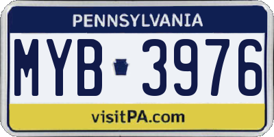 PA license plate MYB3976