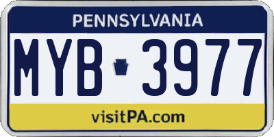 PA license plate MYB3977