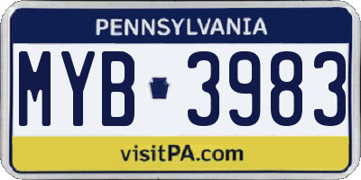 PA license plate MYB3983