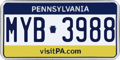PA license plate MYB3988