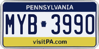 PA license plate MYB3990