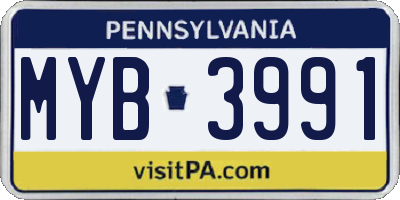 PA license plate MYB3991