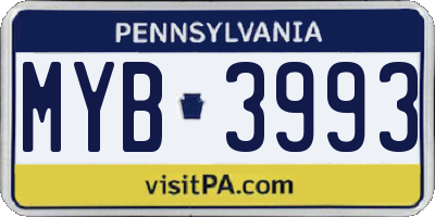 PA license plate MYB3993