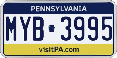 PA license plate MYB3995