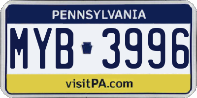 PA license plate MYB3996